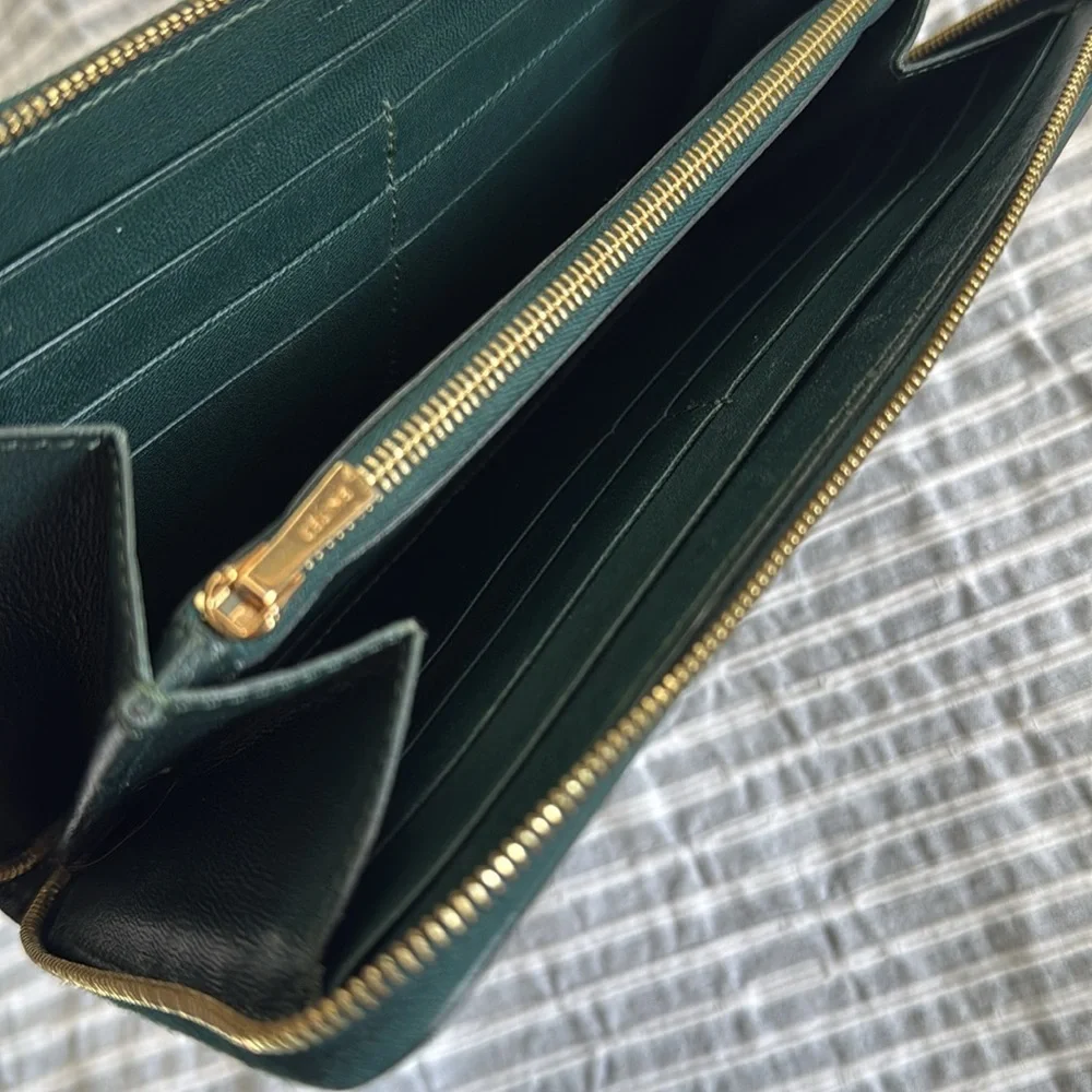 Dark Green Celine Zip Around Wallet - Picture 4 of 7
